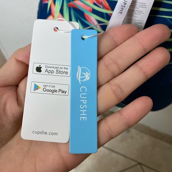 CUPSHE Teal Floral Cutout Halter One Piece Women Swimsuit Size Small NEW - Picture 3 of 6